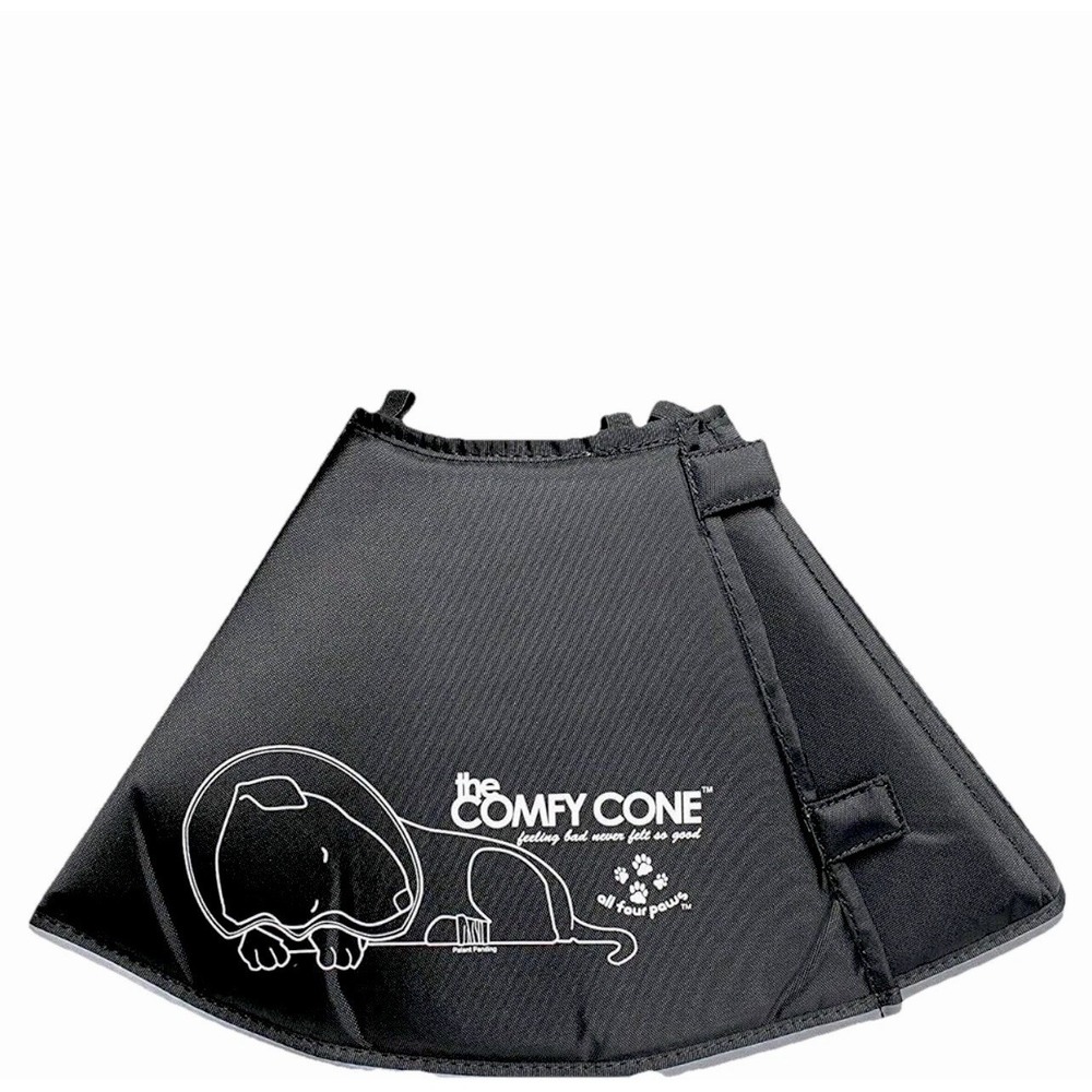 All Four Paws Comfy Cone Small Long Black Soft Pet Recovery Collar S/L 8in Snout